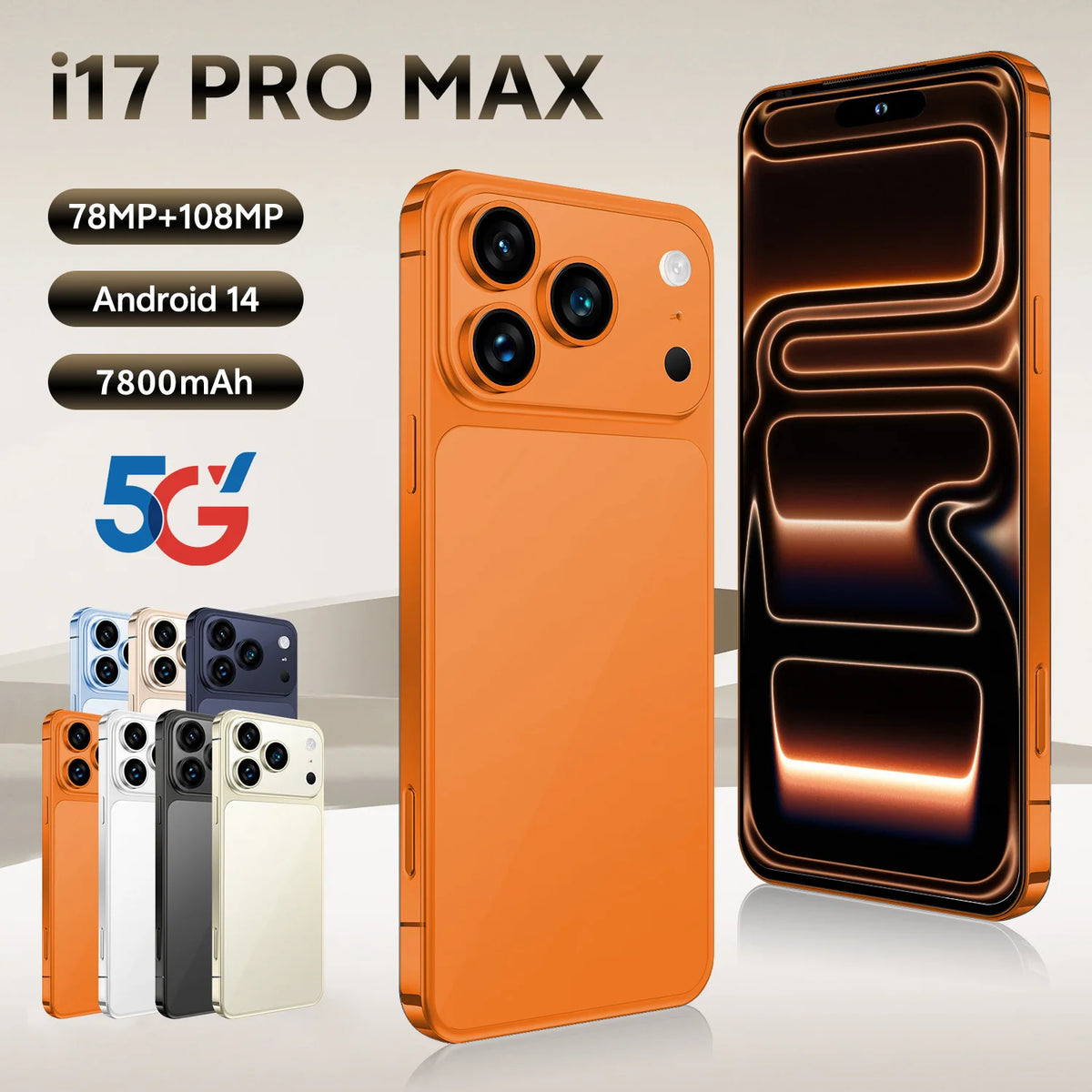 2025 NOVO I17 Pro Max 5G 16GB 1TB original inteligente 5G dual chip dual standby sistema Android 15 versão global bateria de 7800mAh