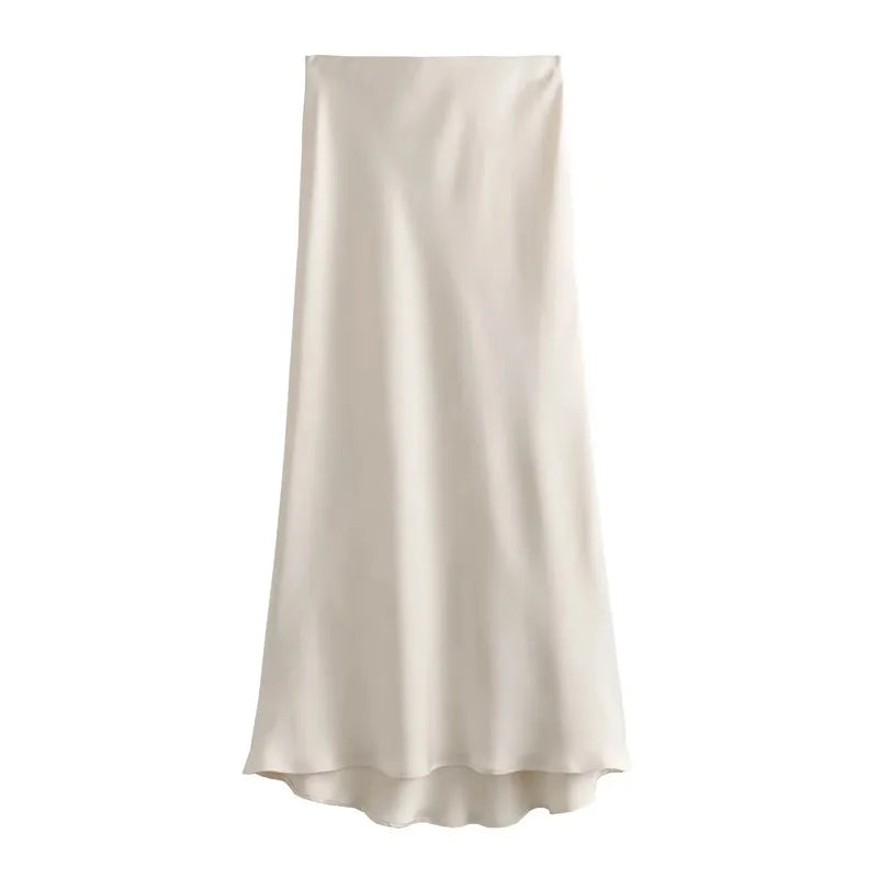 Refined Silk Midi Skirt