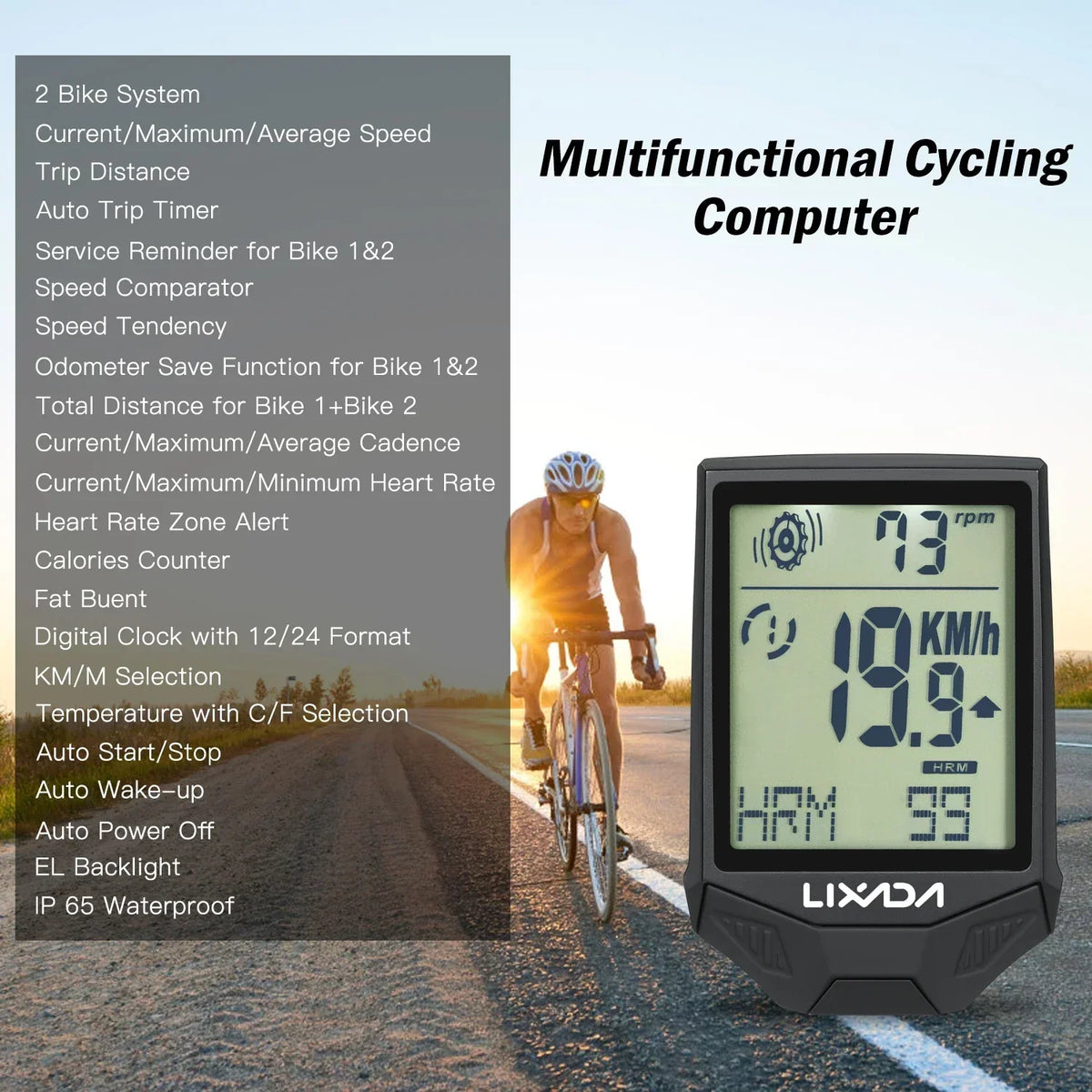 Compteur de vitesse de vélo sans fil avec capteur de fréquence cardiaque