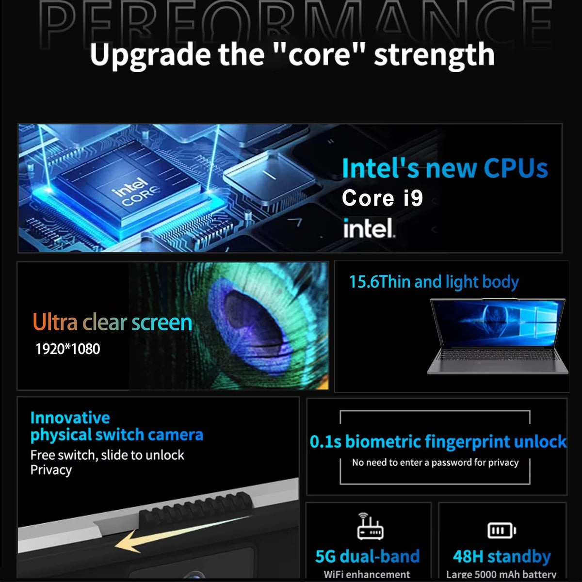 Laptop Portátil Intel Core I9 10980HK 16GB RAM 1TB 2TB SSD Windows 11 Computador para Jogos de 15,6 polegadas Desbloqueio por Impressão Digital PC Laptops 4K