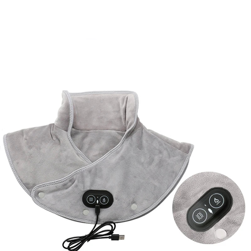 Appareil de massage électrique cervical et dorsal vibrant gris