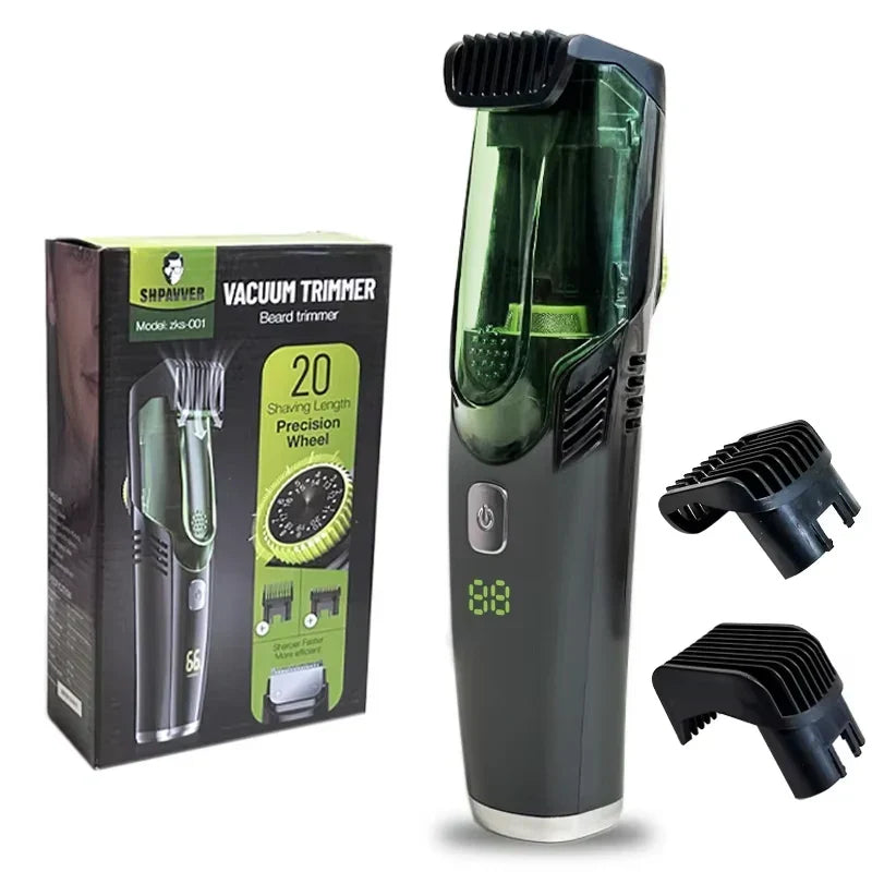 Tondeuse à Barbe sans Fil et Rasoir Électrique 20 Niveaux de Coupe Vert