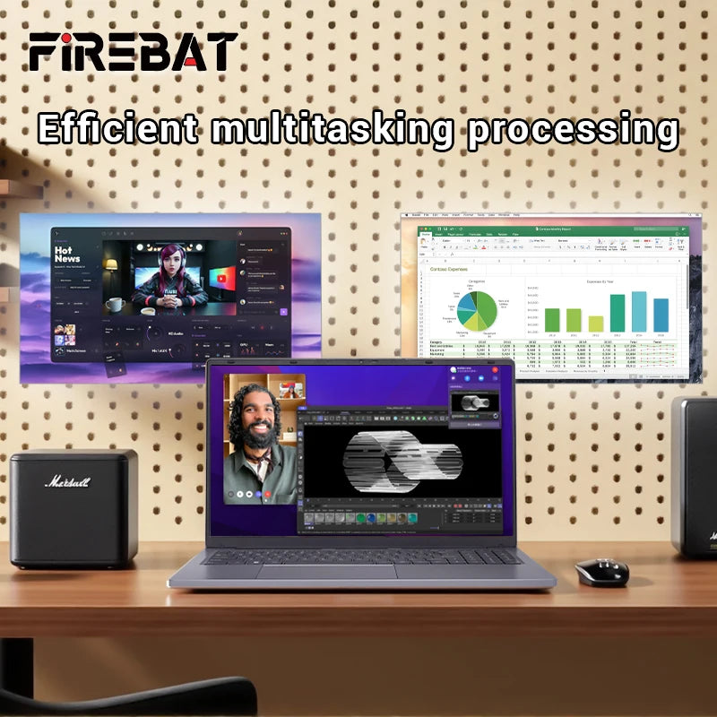 Ordinateur portable Firebat AT15 Intel N150 CPU 15,6 pouces 16 Go RAM SSD 1 To léger professionnel Windows 11 Pro BT4.2 WiFi5