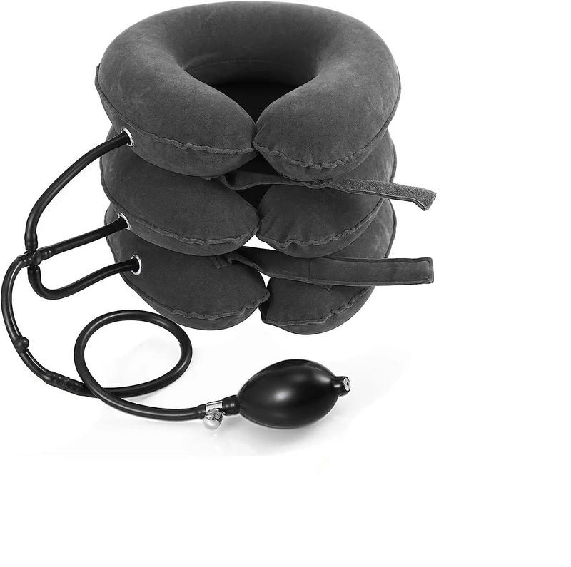 Dispositif de traction cervicale gonflable pour le soulagement de la douleur et l'alignement de la posture, gris