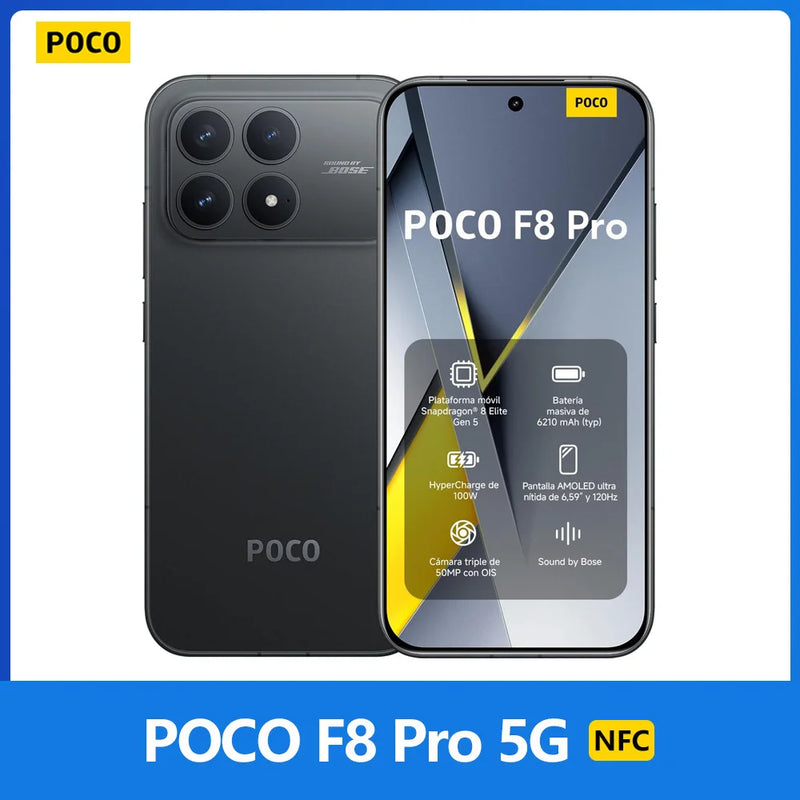 POCO F8 Pro 5G 12 512GB Versão EEA, Snapdragon® 8 Elite, 120 Hz 6,59", câmara 50 Mpx, 6210 mAh, IP68, NFC