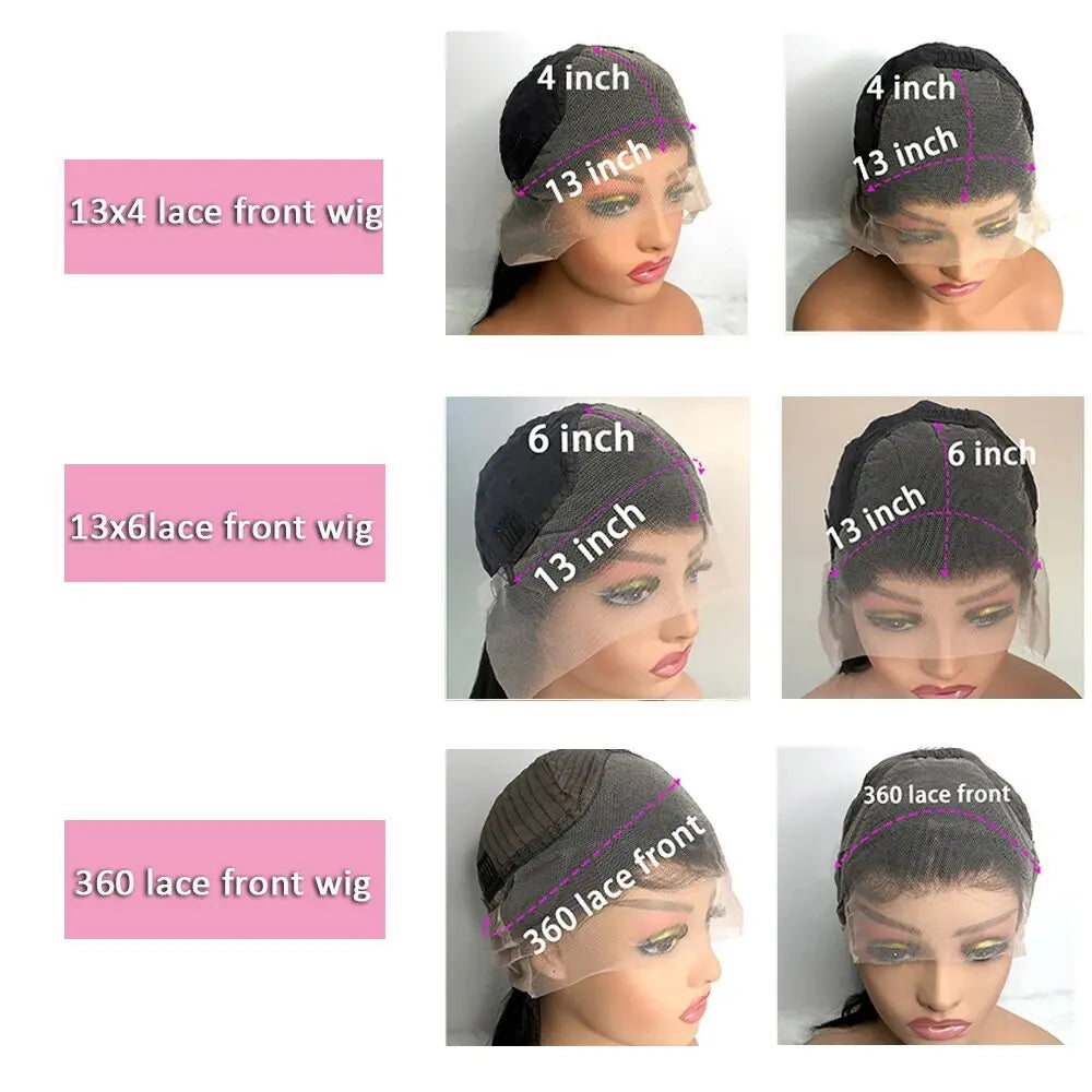 Perruque brésilienne naturelle ondulée en cheveux humains vierges avec dentelle frontale HD 360, 13x4, 13x6, 5x5, densité 180% 200%, 16-40 pouces, nœuds pré-décolorés