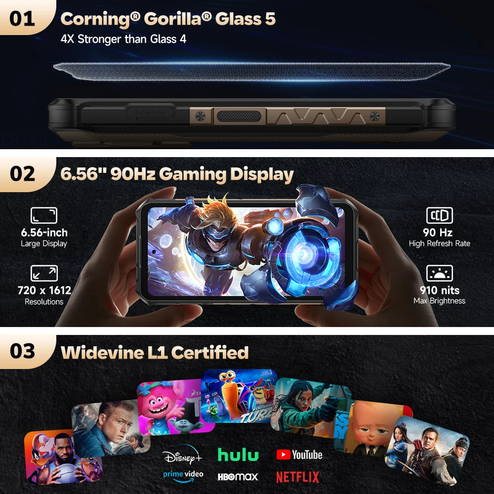 Ulefone Armor X16 4G Smartphone Robusto Android 15 Até 12GB+128GB 10360mAh Lanterna de Alta Luminosidade Câmera Principal de 48MP