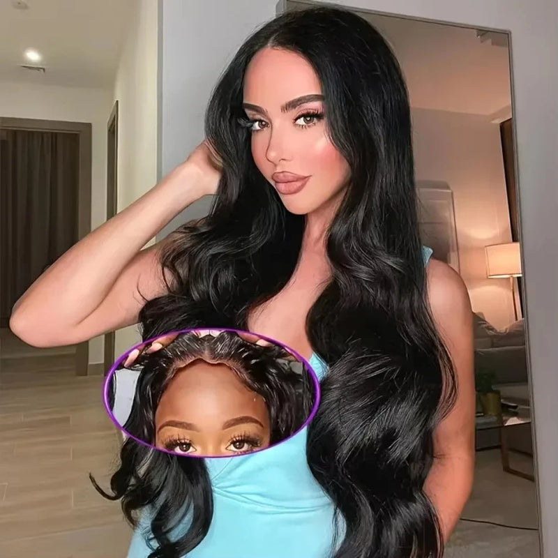 Perruques sans colle 210 densité cheveux humains Body Wave Lace Front perruques cheveux humains pré-épilées 4x4 HD Lace Frontal Wigs