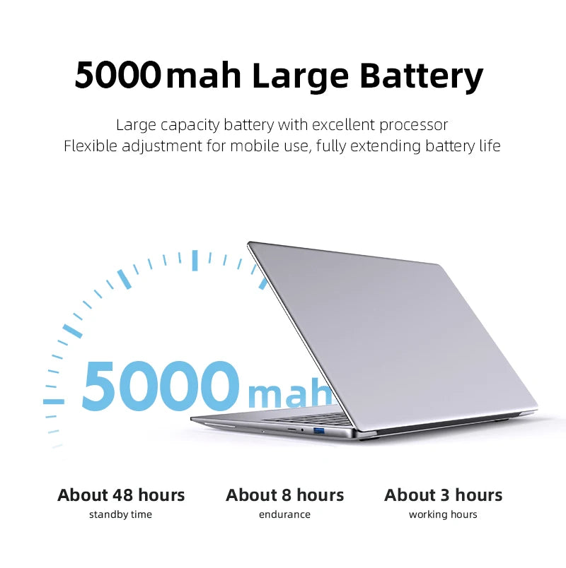 Ordinateur portable Xiaman avec écran HD de 14,1 pouces, Windows 11 Pro, Intel Atom A3950, ordinateur portable léger pour le bureau et les études