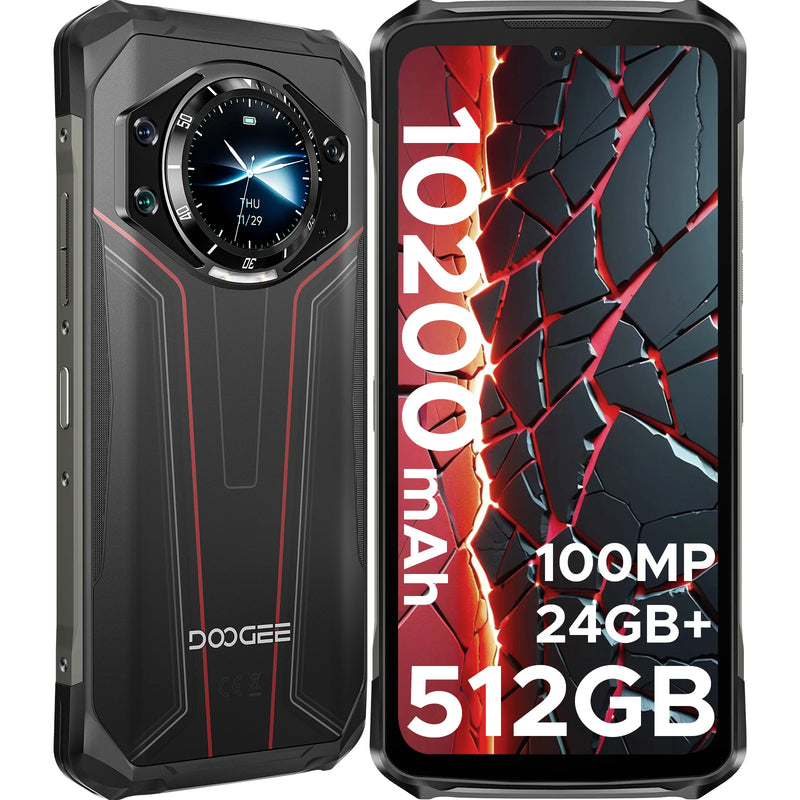 Doogee s119 telefone robusto 1.32 "display traseiro 6.72" 32gb (8 + 24) 512gb 100mp câmera principal 10200mah bateria grande nfc celular