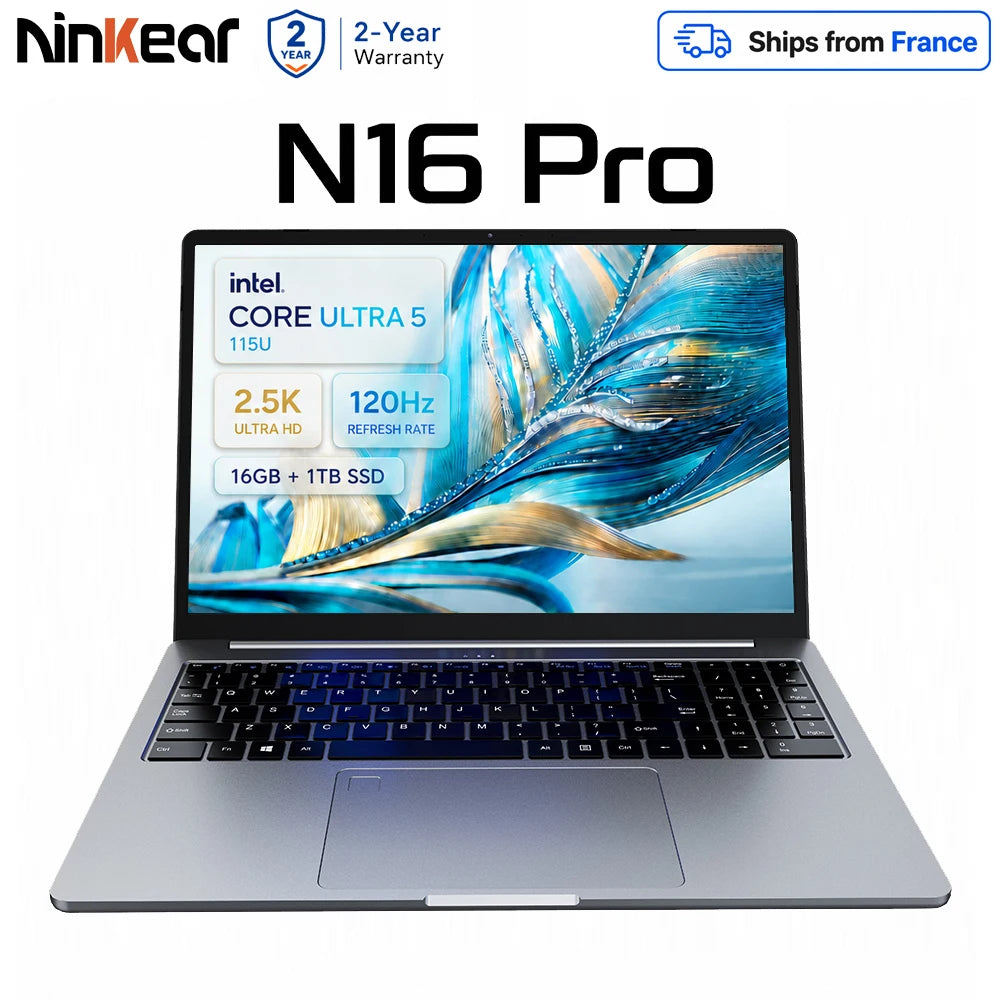 Ninkear N16 Pro Portátil Intel Core i7-12700H 16 Polegadas Tela IPS 2.5K 120Hz 16GB DDR4 1TB SSD WiFi 6 Desbloqueio por Impressão Digital Teclado Retroiluminado PD 65W Windows 11