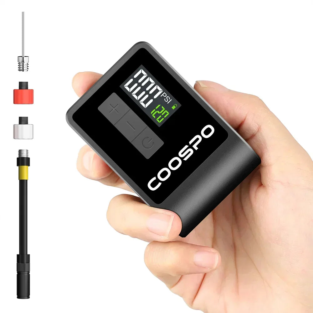 Mini pompe à air électrique Gonfleur de pneus numérique portable 120 PSI Noir