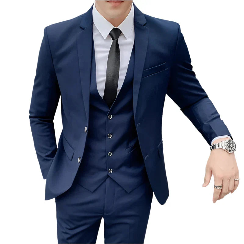 Mens Business Suit Set Blazer (Blue)-0