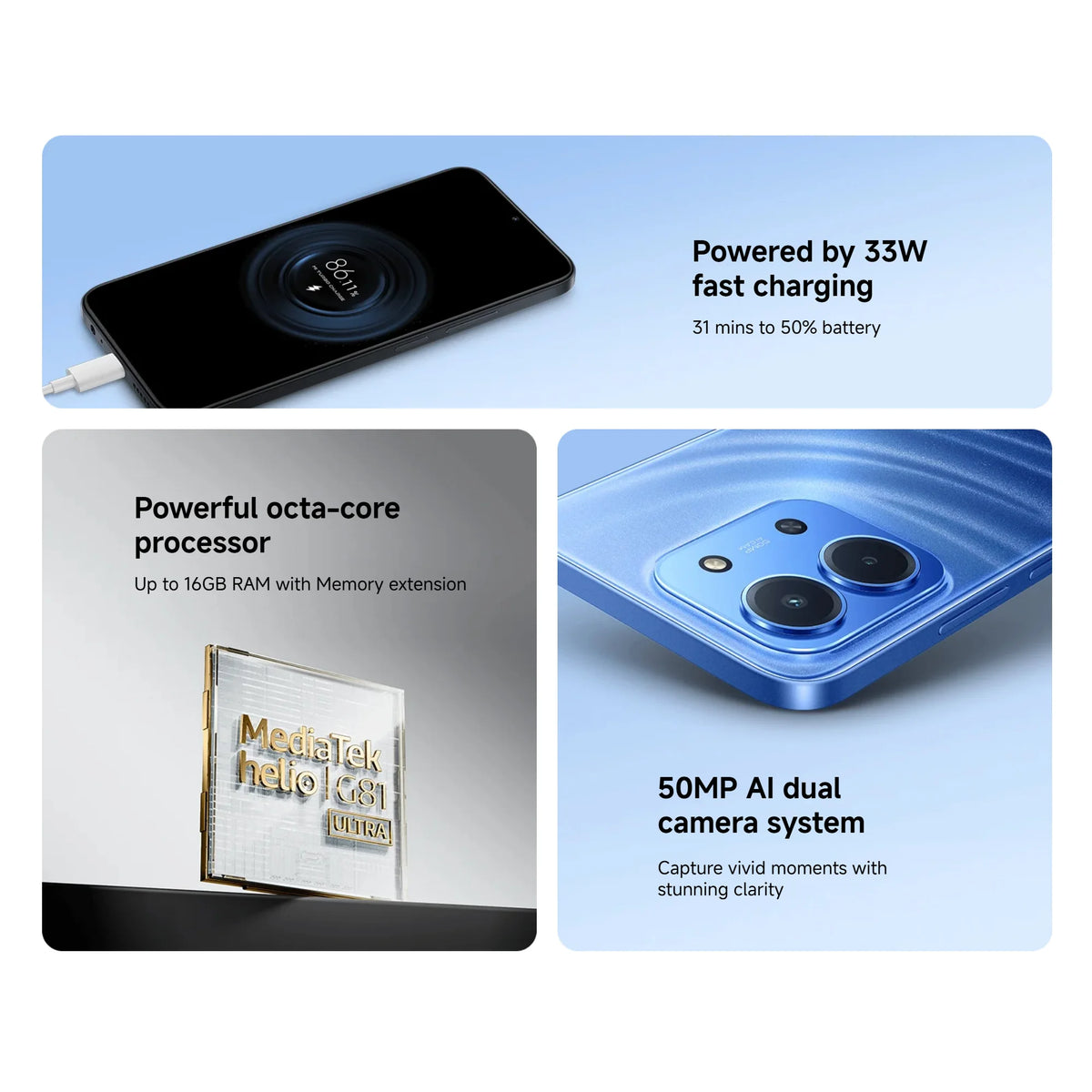 Xiaomi Redmi 15C 4G, Versão Global 4+256GB, Tela de 6.9” 120Hz, Processador MediaTek Helio G81-Ultra, 50MP, 6000mAh, 33W, Impressão digital lateral, NFC