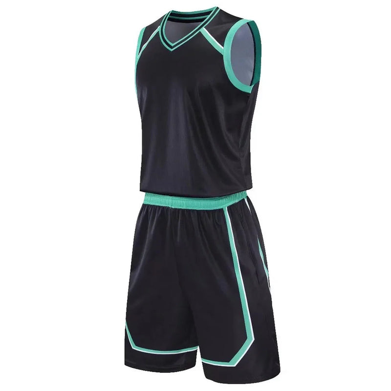 Plus Size Mens Custom Basketball Jersey Set Patchwork Color Design Quick Dry Tank Top and Shorts