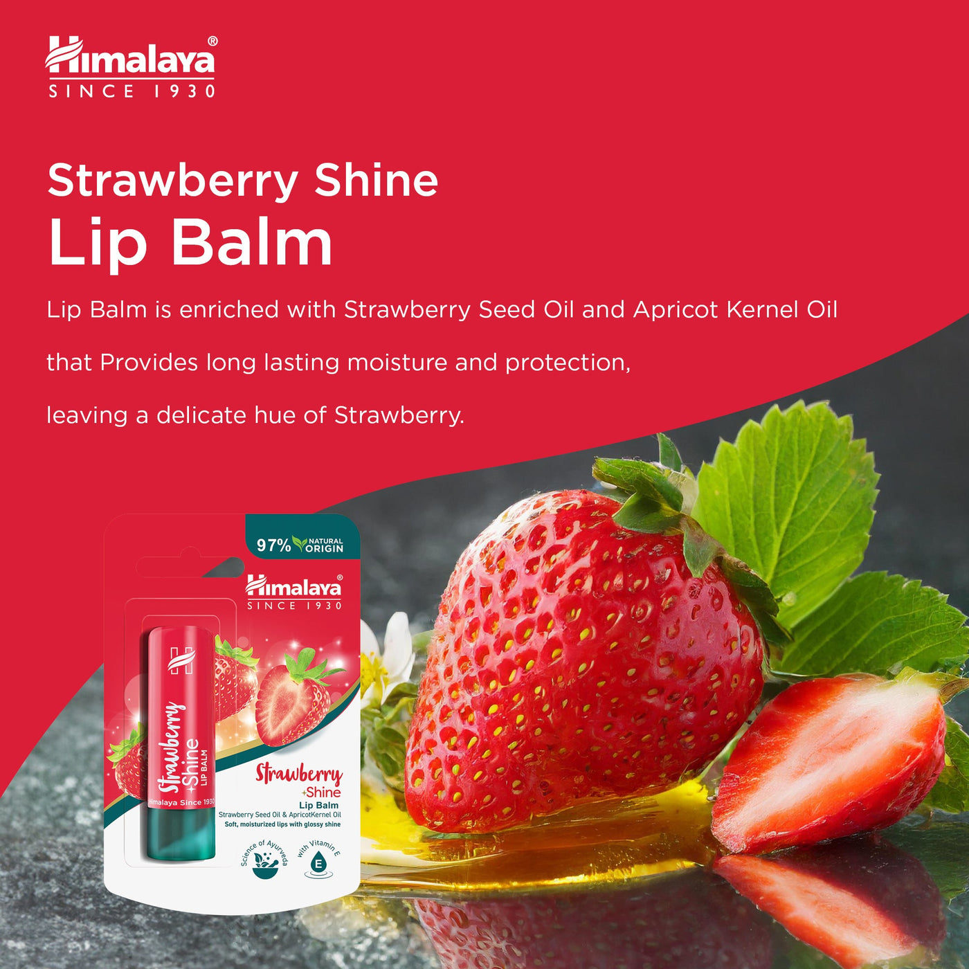Himalaya Strawberry Shine Lip Balm - 4.5g-2