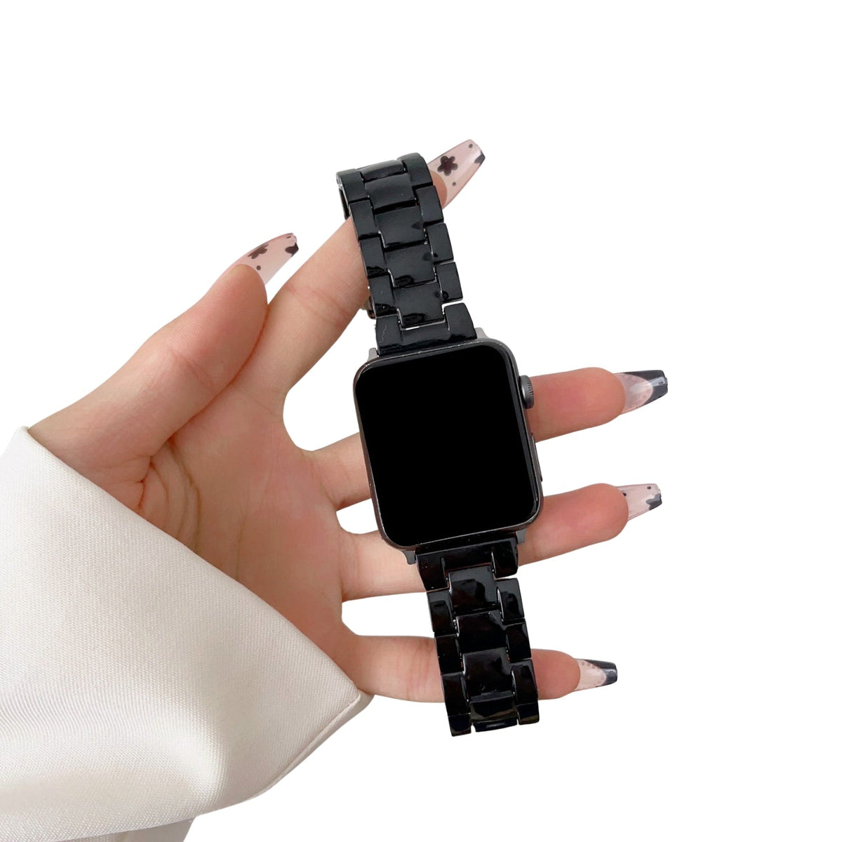 Bracelet de Montre en Résine à Maillons Petit - Les Plages de Sydney - Manly (Noir) - Compatible avec Apple Watch Taille 38mm à 41mm