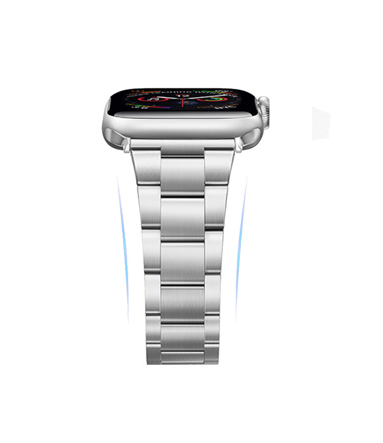 Stainless Steel Link Bracelet Band - The Sydney in Stainless Steel Large - Compatible with Apple Watch Size 42mm to 45mm
