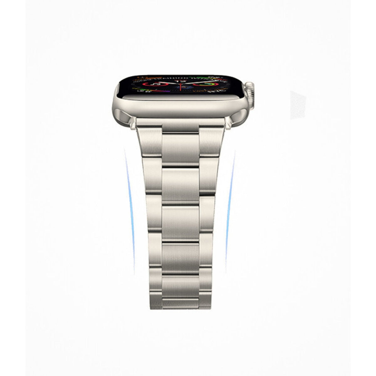 Stainless Steel Link Bracelet Band - The Sydney in Titanium Large - Compatible with Apple Watch Size 42mm to 45mm