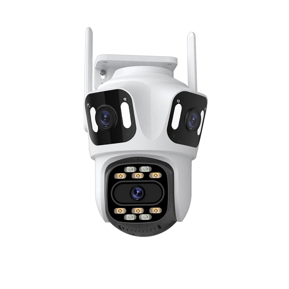 Caméra de surveillance WiFi extérieure Full HD 6K à trois objectifs