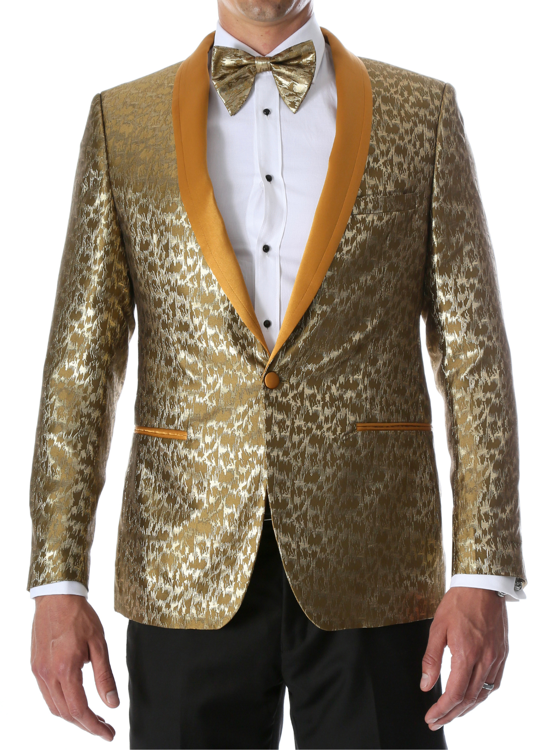 Men's Webber Gold Modern Fit Shawl Collar Tuxedo Blazer - Young Man’s Prom Wear-0