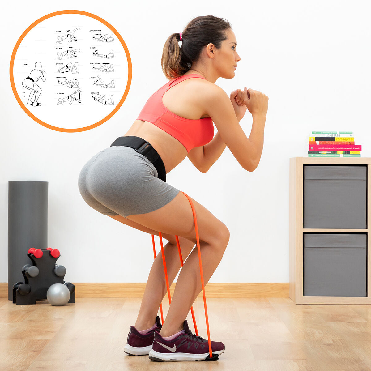 Ceinture avec bandes élastiques pour les fessiers et guide d'exercices Bootrainer InnovaGoods