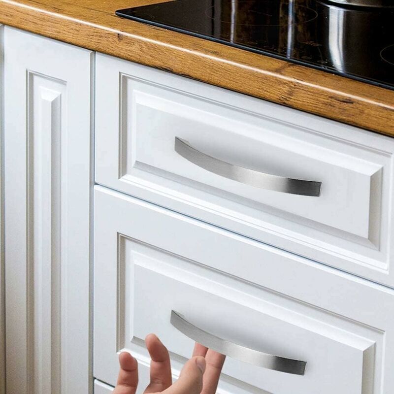 Lot de 16 poignées d'armoire de cuisine, chrome, nickel brossé, poignée de porte de cuisine en acier inoxydable, 96 mm