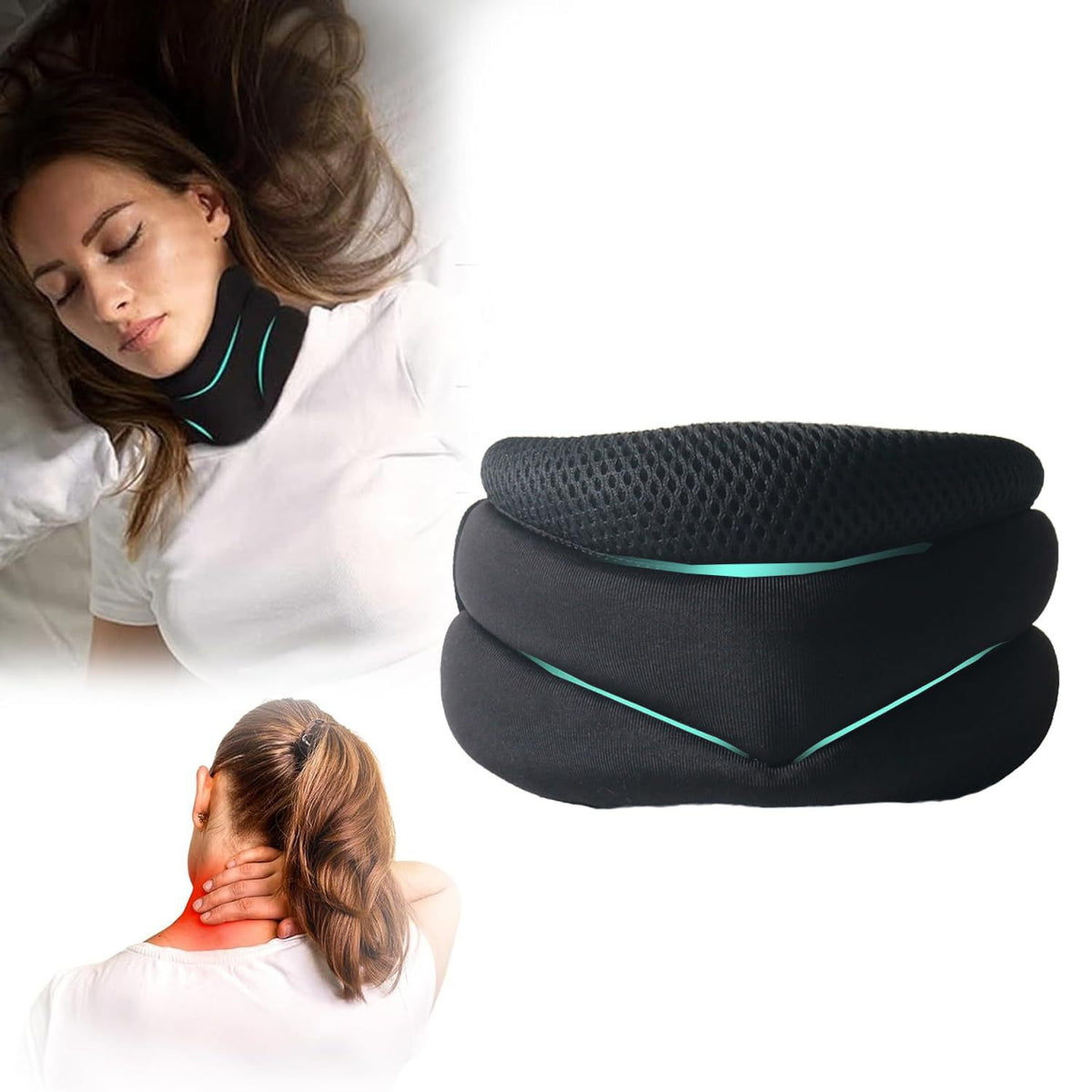 Attelle Cervicale Ajustable NNEDSZ avec Conception en V – Support pour la Colonne Cervicale pour le Soulagement de la Douleur et la Correction de la Posture