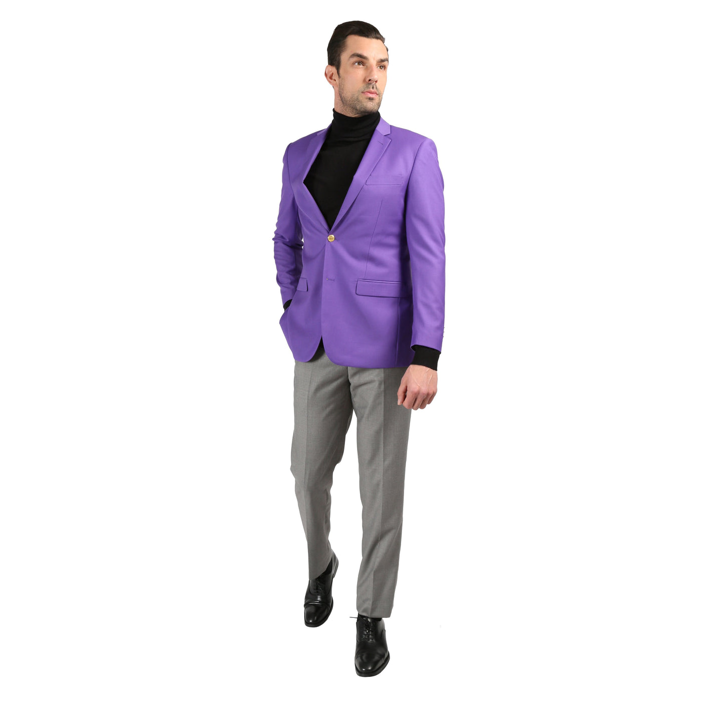Men's Warwick Gold Button Slim Fit Purple Blazer-3