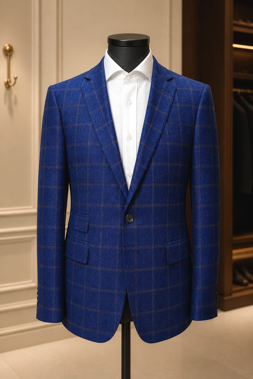 Royal Blue Windowpane Check Blazer-1