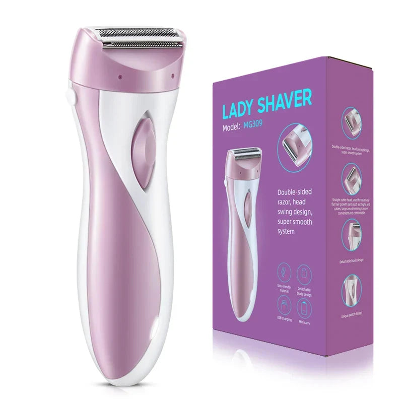 Rasoir Électrique Rechargeable USB Pour Femme Épilateur Complet Rose
