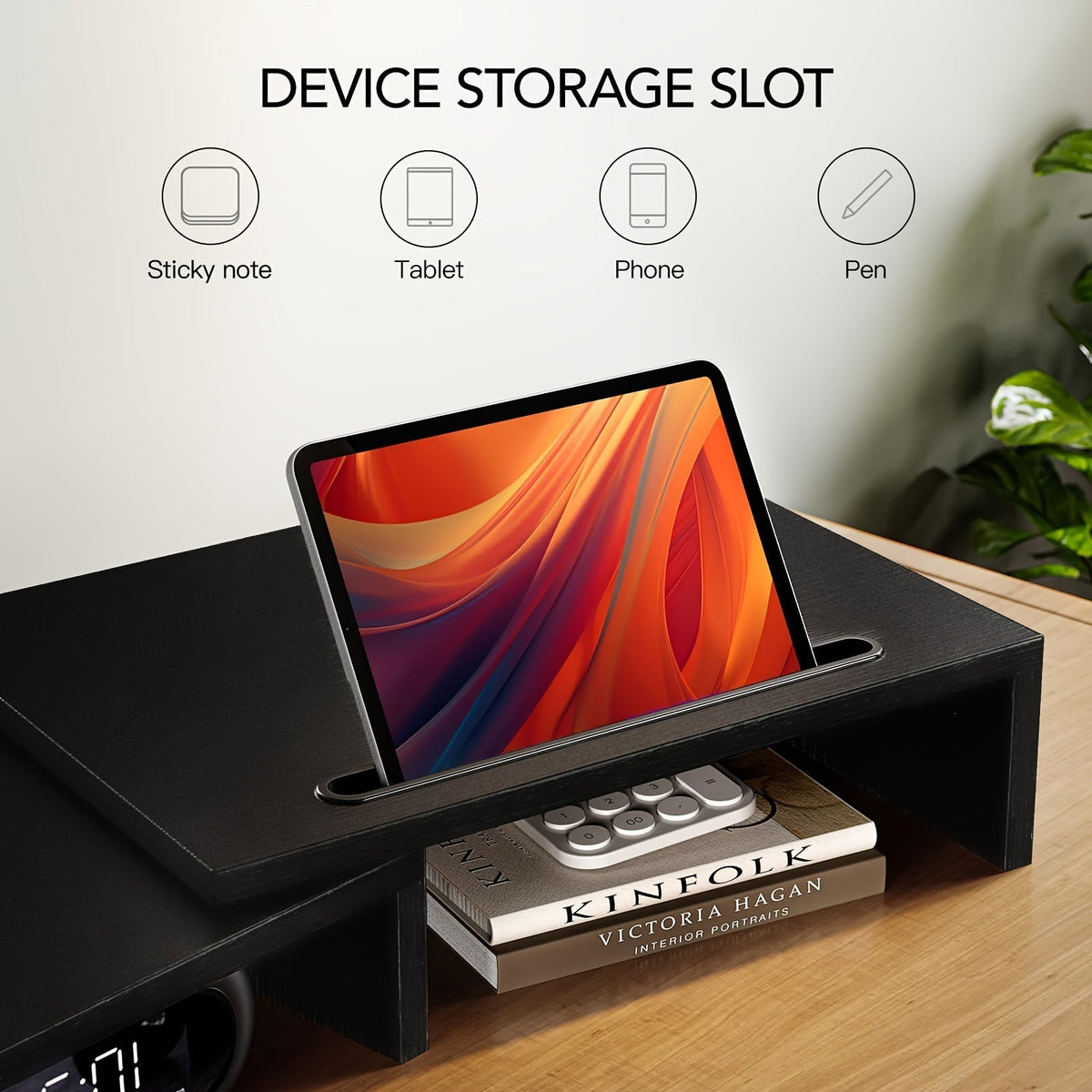 Support Double Moniteur Réglable avec Rangement (2 fentes)