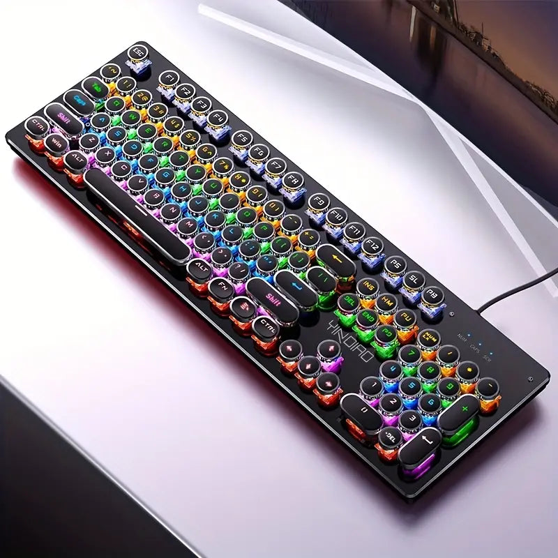 Clavier mécanique Caller - 104 touches, axe vert, rétroéclairé, USB filaire, noir [Axe vert]