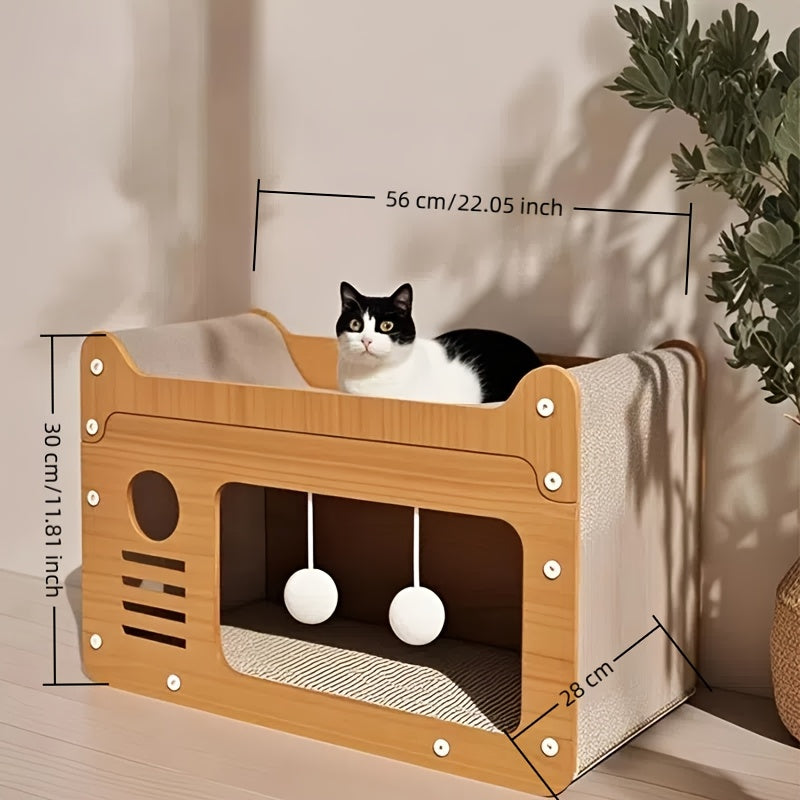 Niche et poteau à griffer mural 2 en 1 pour chat