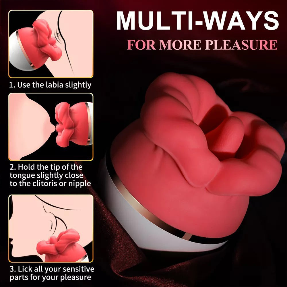 Big Mouth Tongue-Licking & Sucking Rose Vibrator-2