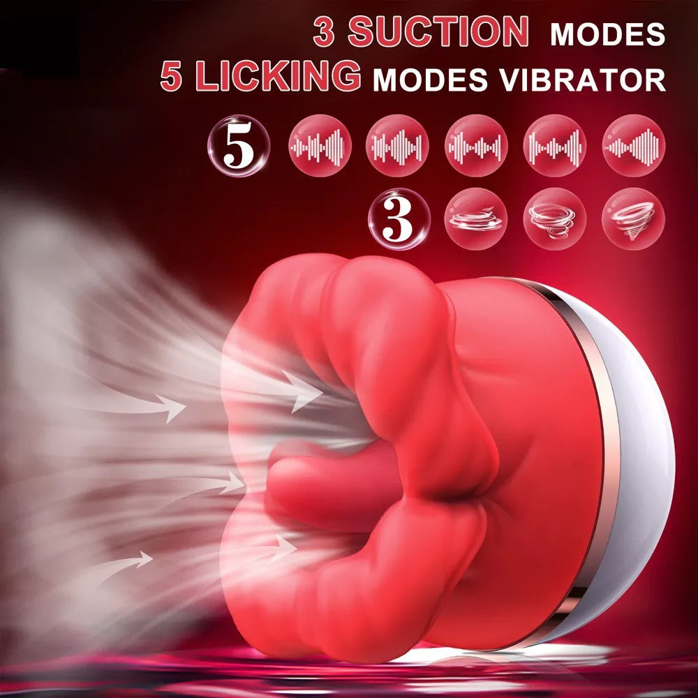 Big Mouth Tongue-Licking & Sucking Rose Vibrator-1
