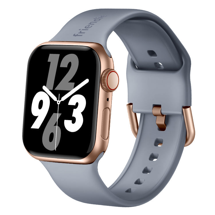 Bracelet en silicone gris stardust avec boucle moderne dorée - The Byron - Compatible avec Apple Watch de 38 mm à 41 mm