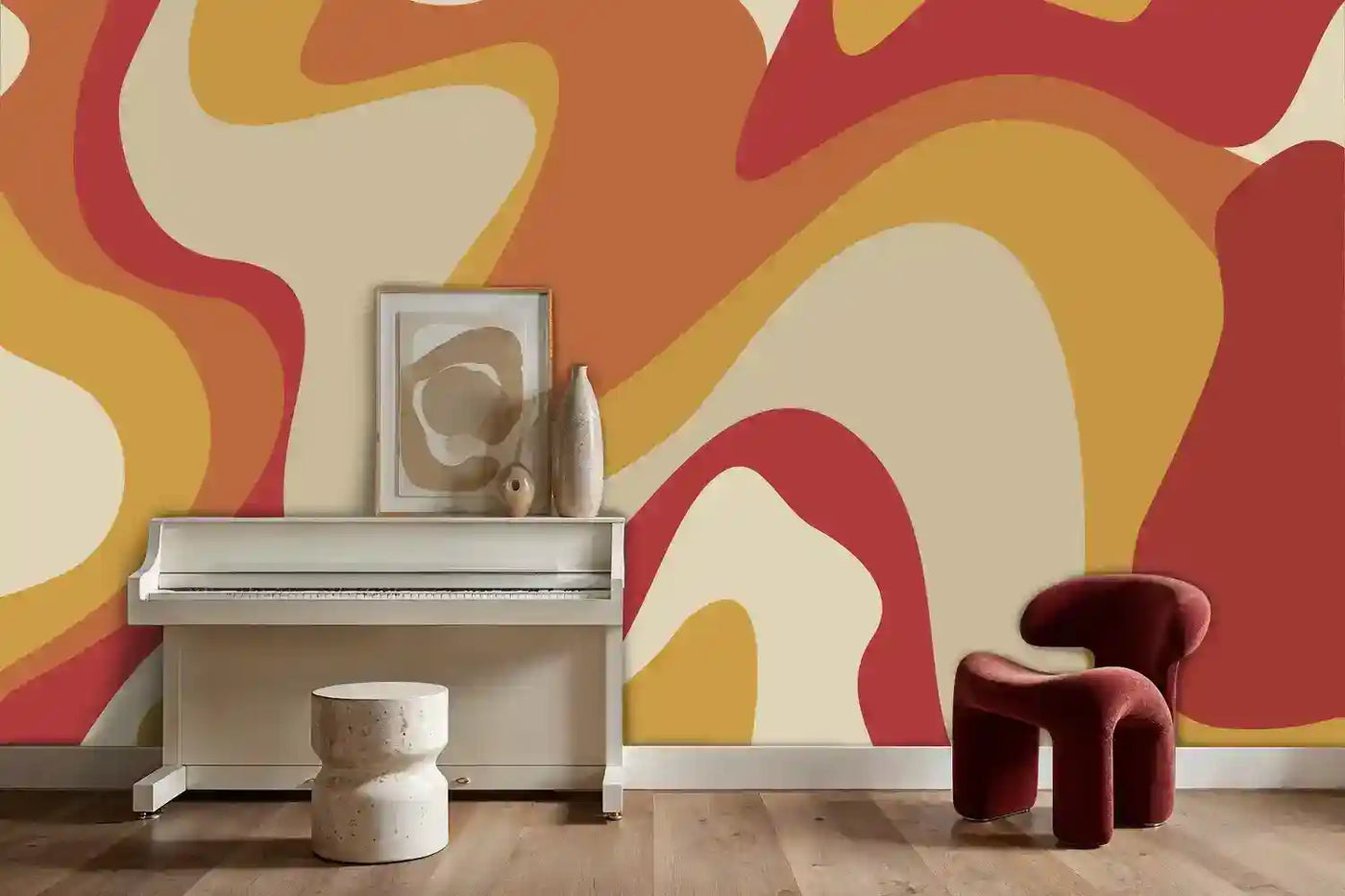 Retro Abstract Waves Wall Mural-2