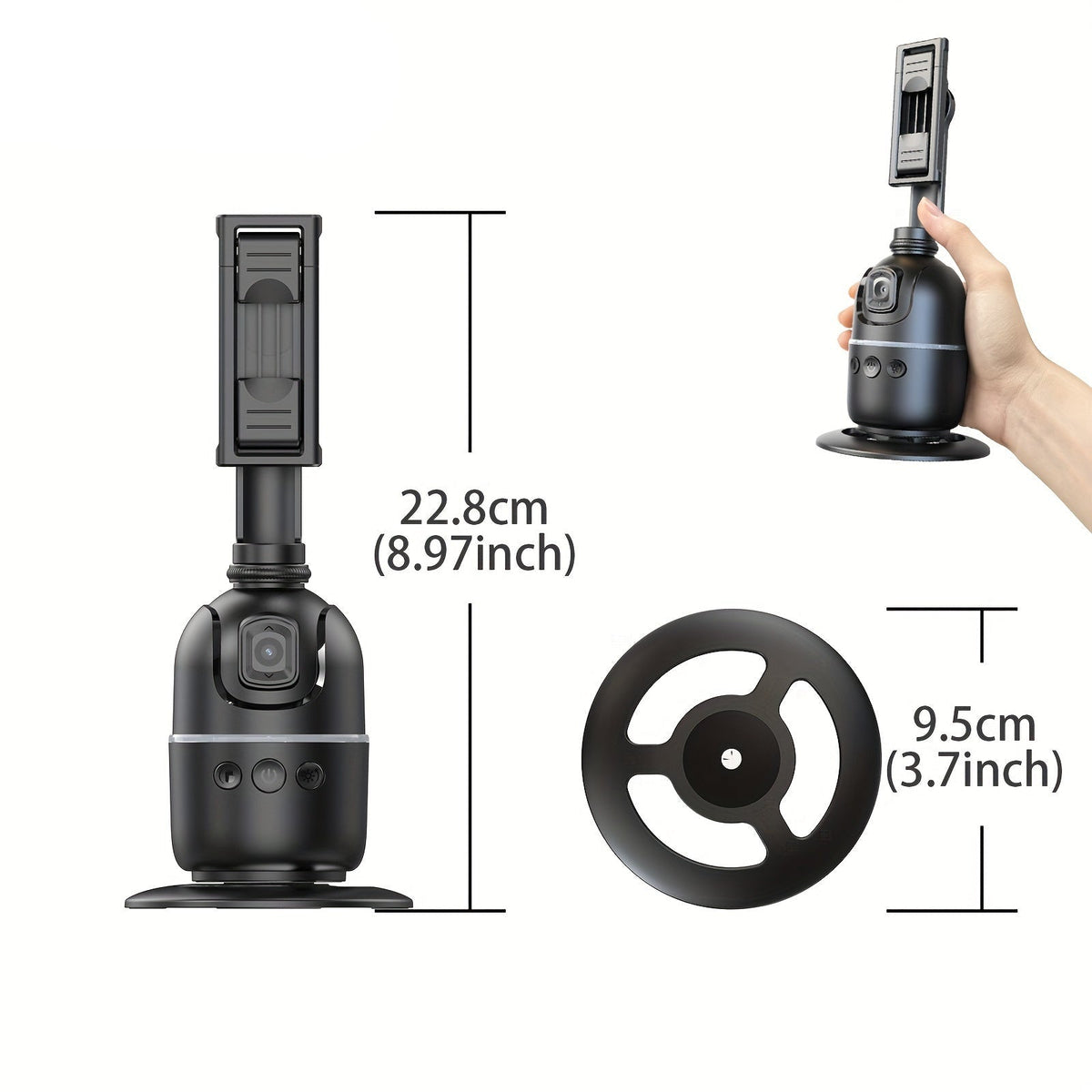 Perche à Selfie Intelligente avec Support de Téléphone Rotatif à 360°