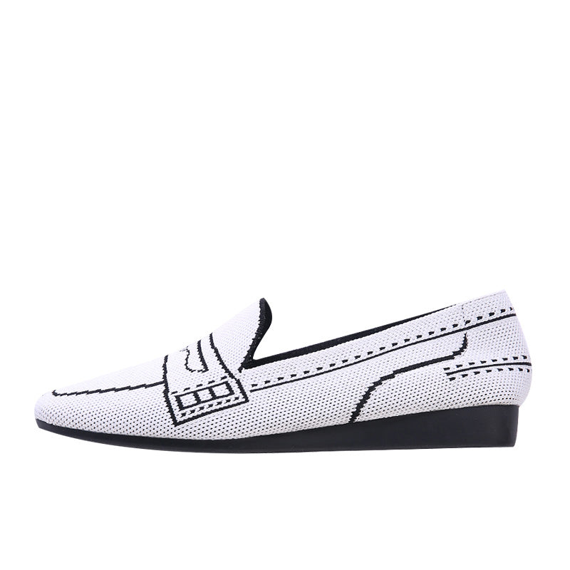 Mocassins à enfiler confortables à bout carré – Mocassins à penny en maille à coutures contrastées