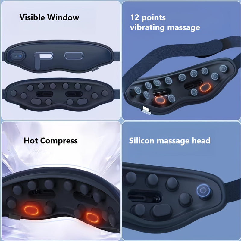 Masseur oculaire 12 points avec compresse chaude et fenêtre visuelle (bleu)