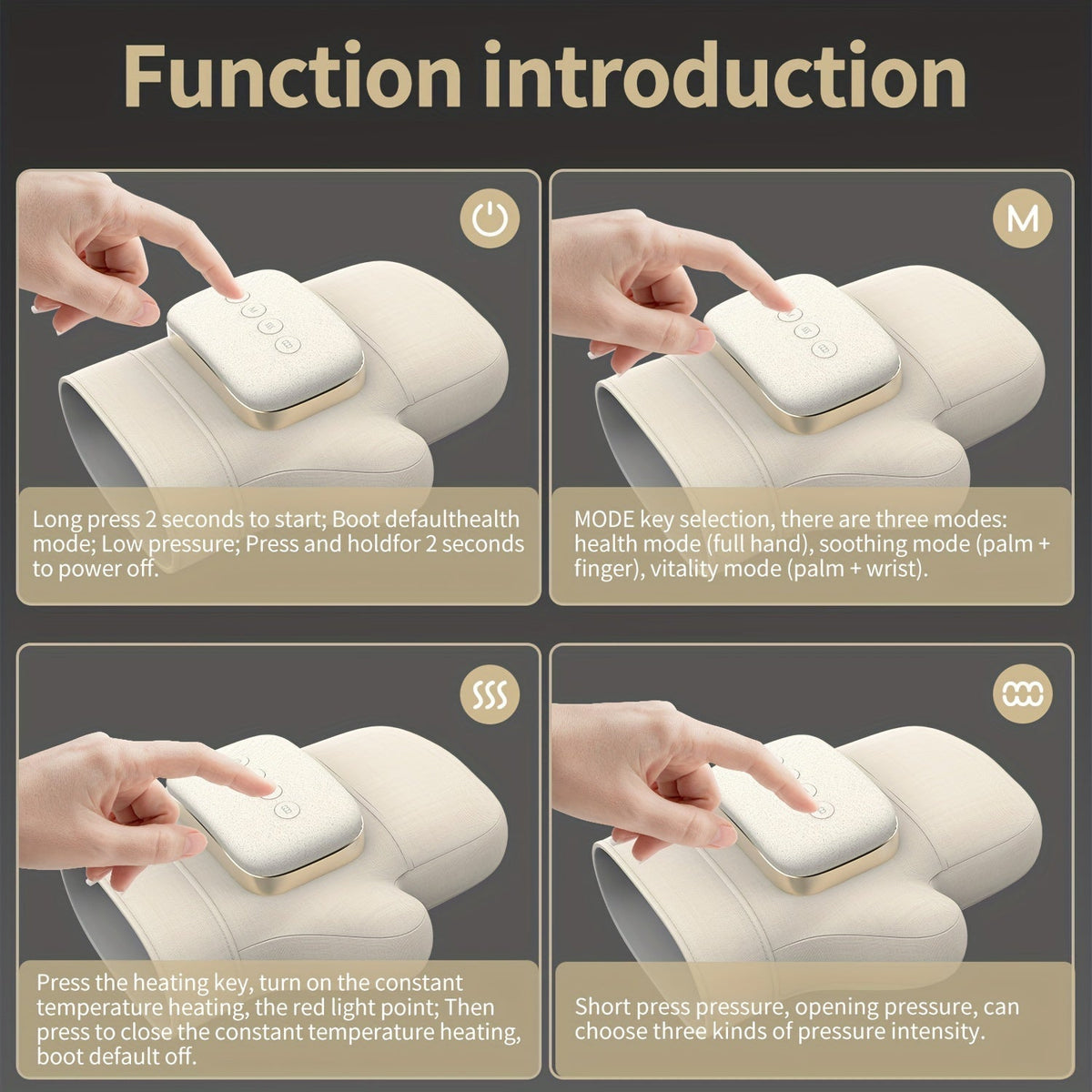 Wireless Electric Hand Vibration Device With Compression & Kneading(White)