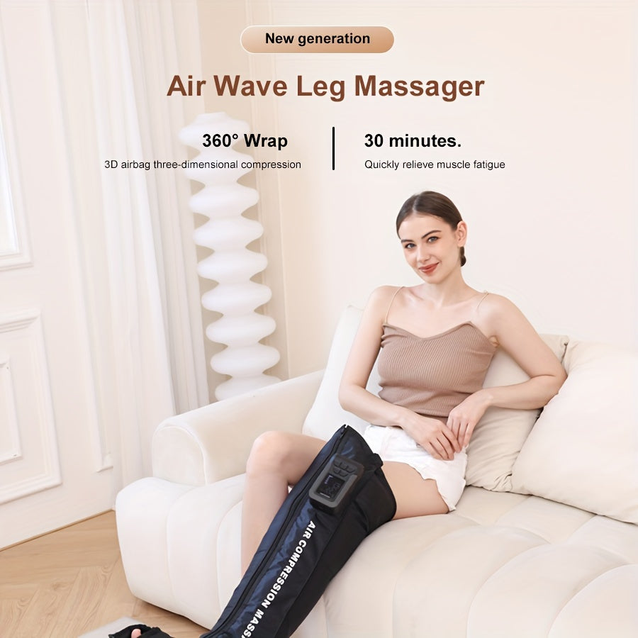 Masseur de jambes rechargeable par USB avec enveloppement à 360° et pression par airbag 3D (noir)