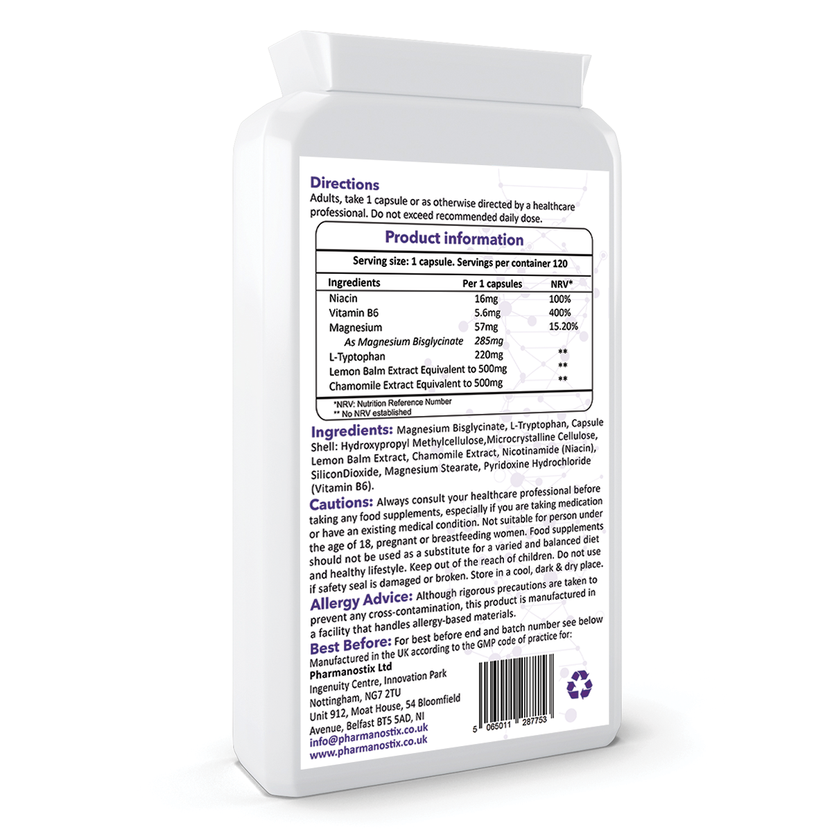 PharmaSleep Complex 120 Vegan Capsules - L-Tryptophan Complex-1