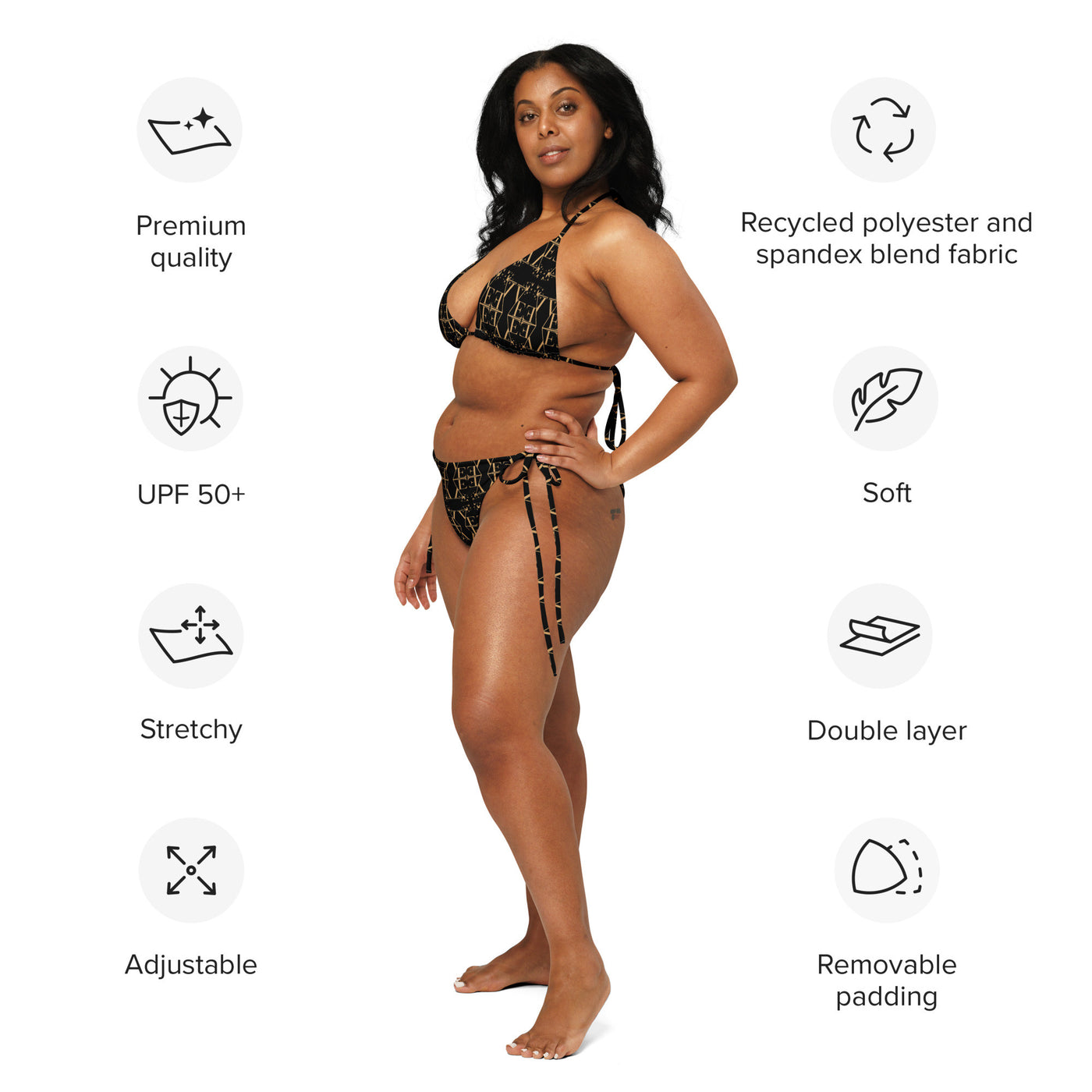 Black recycled string bikini set-6