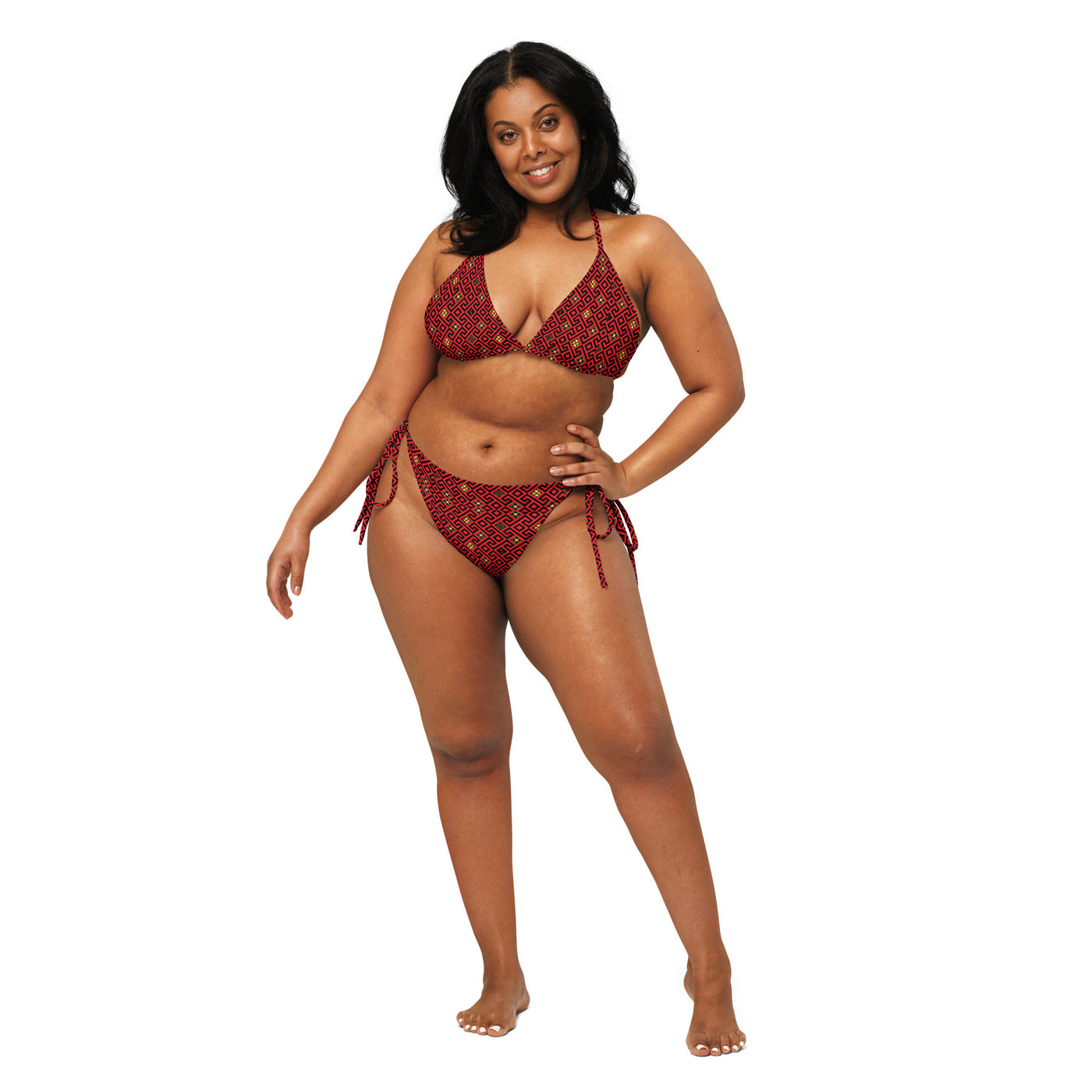 Red recycled string bikini set