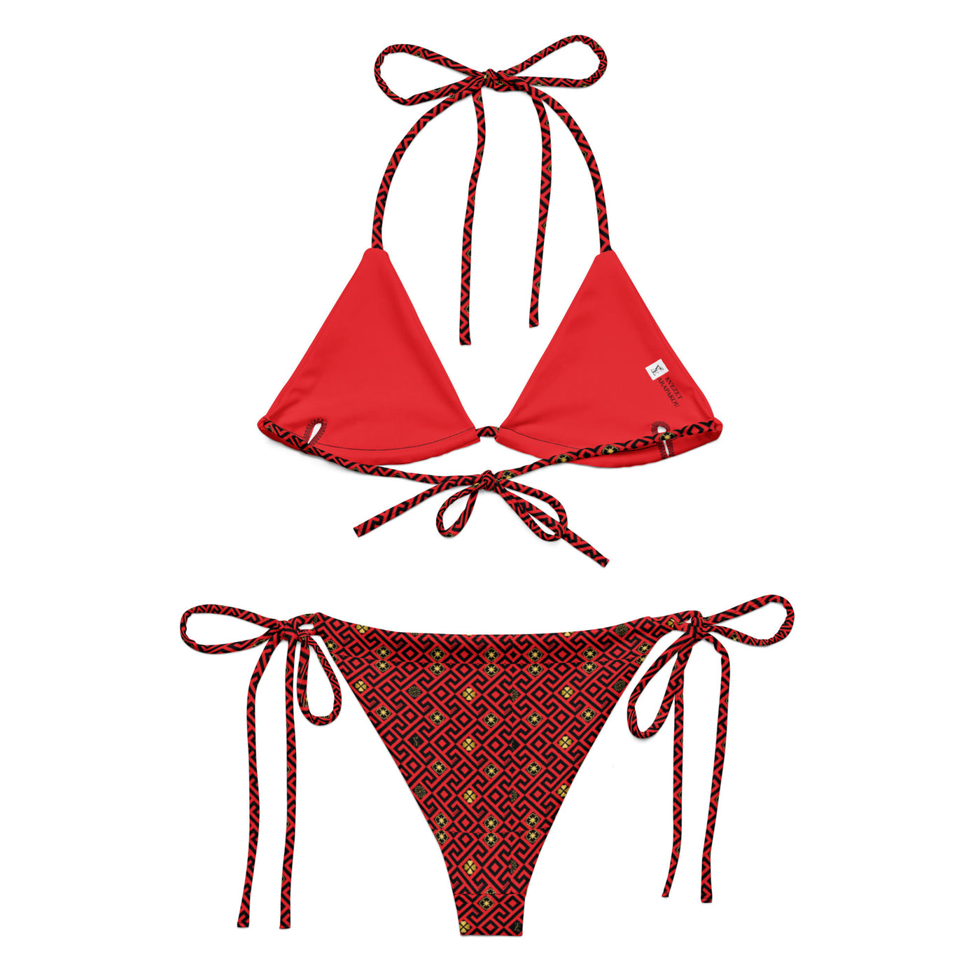 Red recycled string bikini set