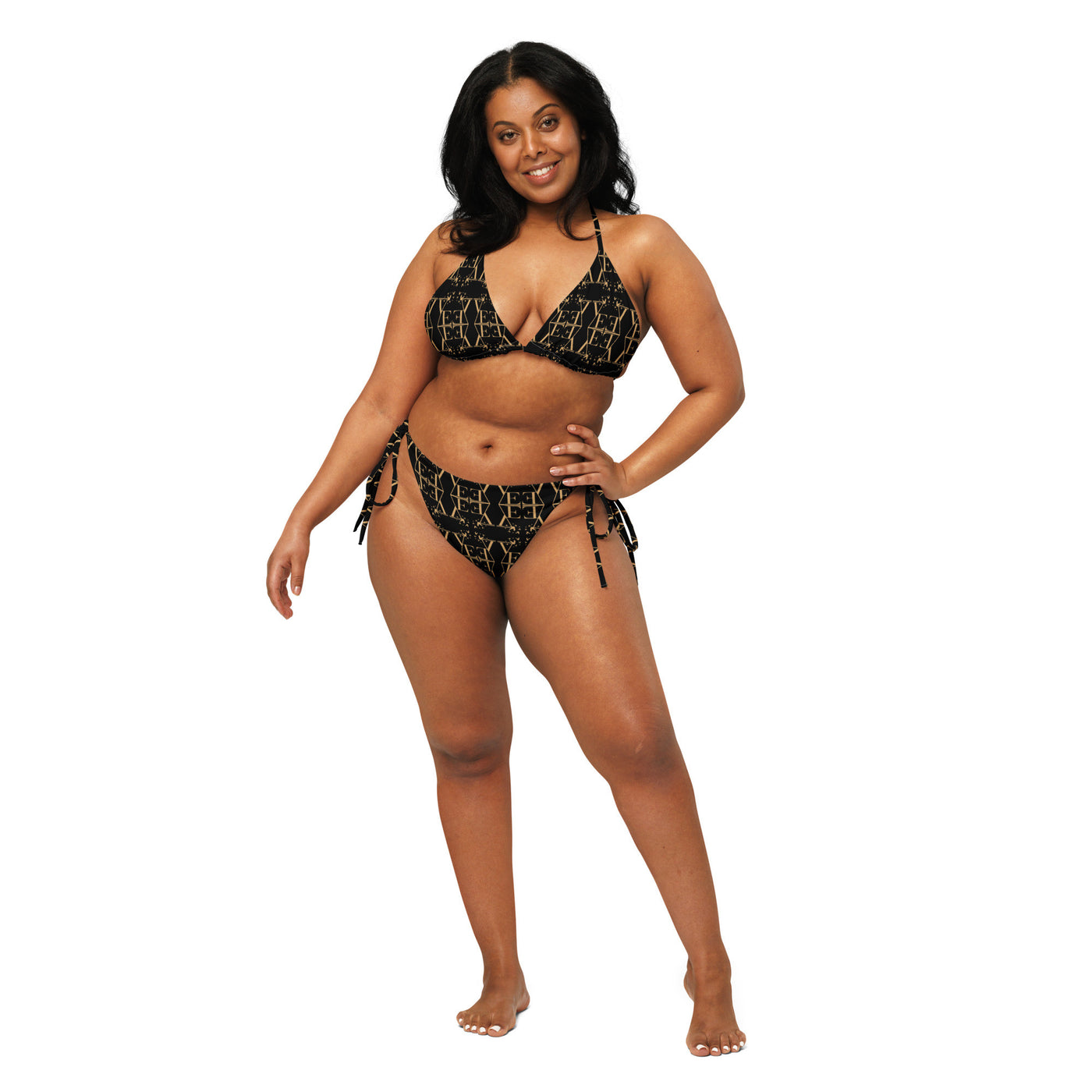 Black recycled string bikini set-2
