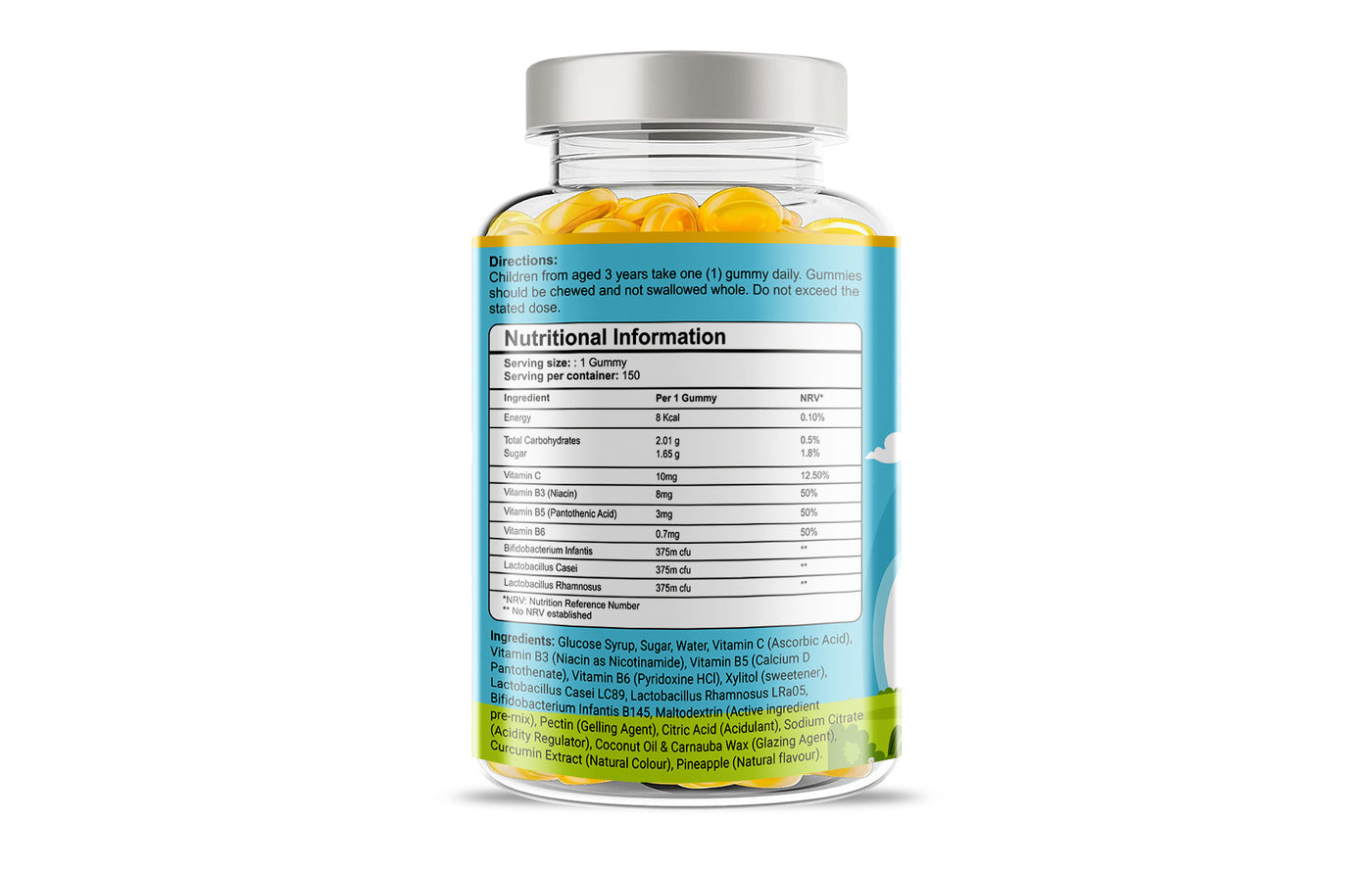 Kids Probiotics Plus Vegan Gummies - 150 Natural Pineapple Flavour-2