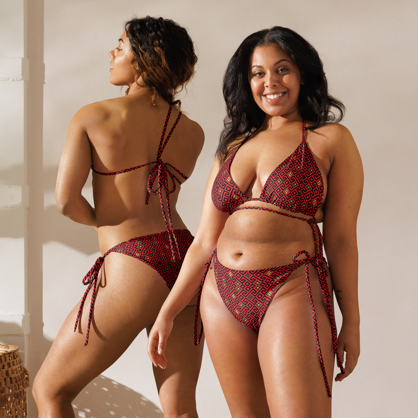 Red recycled string bikini set